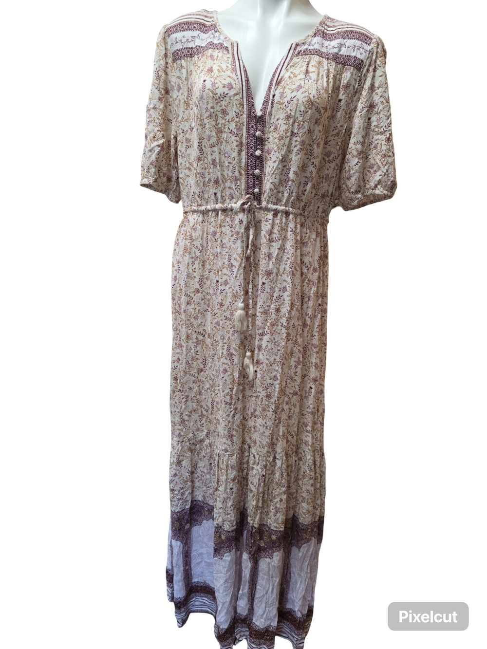 Wonderly Cream and Mauve Floral Maxi Dress